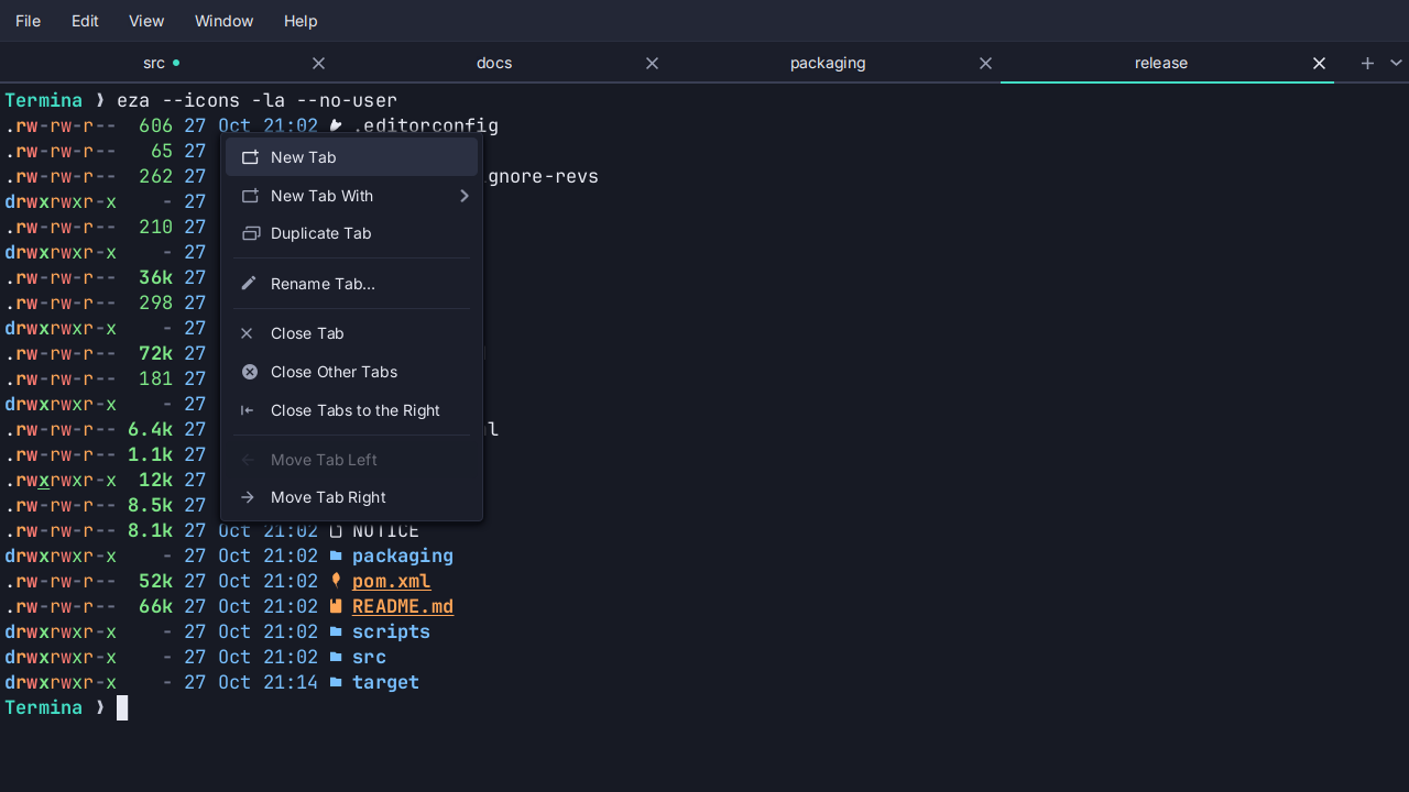 Tabs in Termina