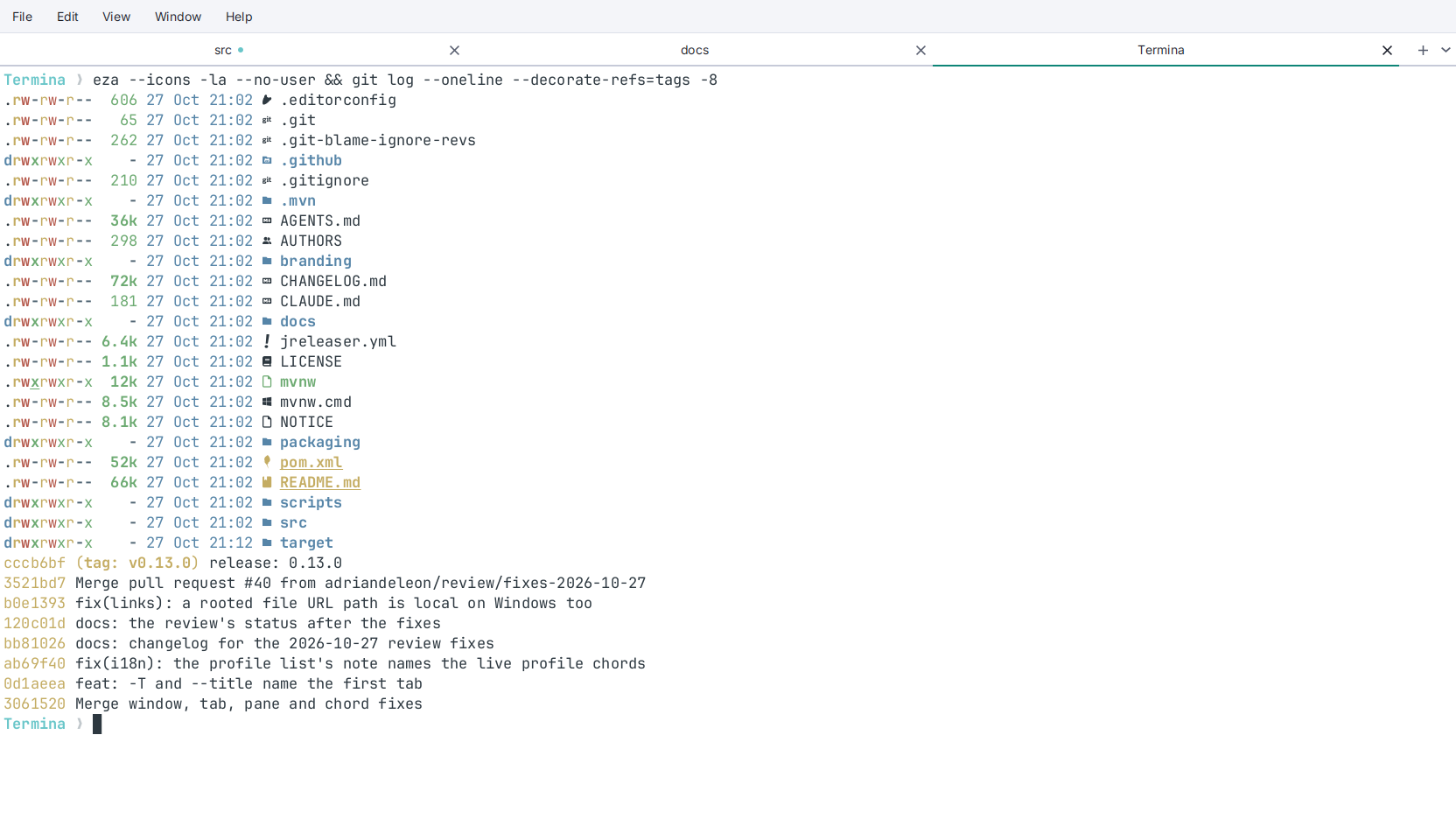Themes and fonts in Termina